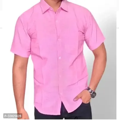 Reliable Pink Khadi Cotton Short Sleeves Casual Shirt For Men-thumb0