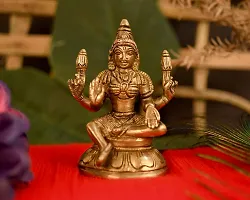 Kuber Handicraft Brass Lord Laxmi Statue murti Hindu Goddess Sitting Idol Sculpture Good Luck  Success(Size- 3 x 2.5 Inches)-thumb1