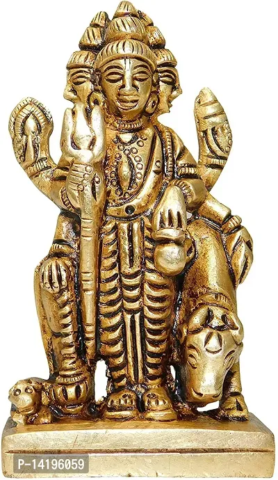 Dattatreya Idol  Tridev Idols  Dattatreya Idol Brass  Dattatreya  Statue  God Datta Idol  Trimurti  Bhagwan  Lord Datta  Statues (Height-2.75)-thumb0