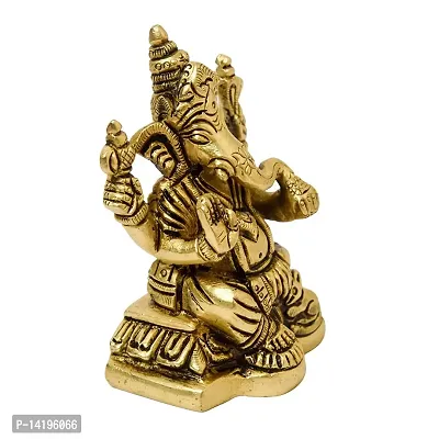 Kuber Handicraft Brass Ganesha Idol, 3.25 inches, 370 gm, Brass Black Antique Finish, 1 Pc, Sits on pita, Home Decor-thumb3