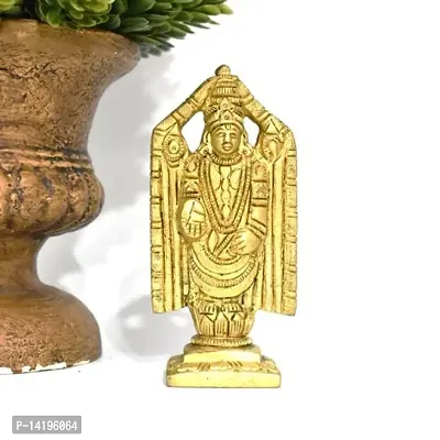 Kuber Handicraft Lord Balaji Sculpture Statue (Brass ,Golden)  Height 4 Inch-thumb0