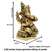 Kuber Handicraft Brass Ganesha Idol, 3.25 inches, 370 gm, Brass Black Antique Finish, 1 Pc, Sits on pita, Home Decor-thumb1