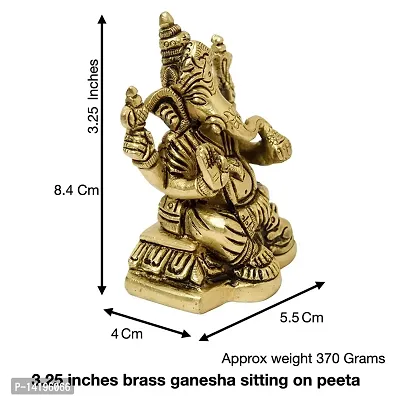 Kuber Handicraft Brass Ganesha Idol, 3.25 inches, 370 gm, Brass Black Antique Finish, 1 Pc, Sits on pita, Home Decor-thumb2