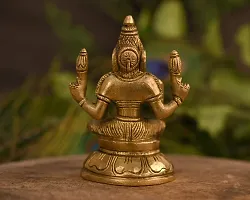 Kuber Handicraft Brass Lord Laxmi Statue murti Hindu Goddess Sitting Idol Sculpture Good Luck  Success(Size- 3 x 2.5 Inches)-thumb3