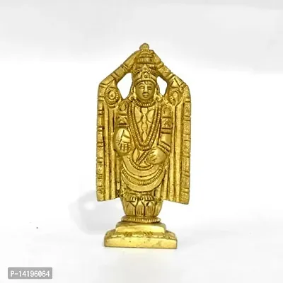 Kuber Handicraft Lord Balaji Sculpture Statue (Brass ,Golden)  Height 4 Inch-thumb2