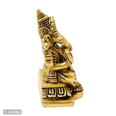 Kuber Handicraft Brass Ganesha Idol, 3.25 inches, 370 gm, Brass Black Antique Finish, 1 Pc, Sits on pita, Home Decor-thumb4