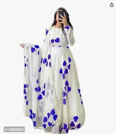 Stylish Indo-western Blue Georgette Gown For Women-thumb0