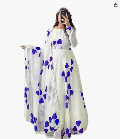 Classic Georgette Gown with Dupatta for Women