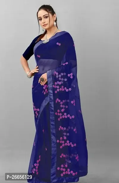 Beautiful Blue Net Saree For Women