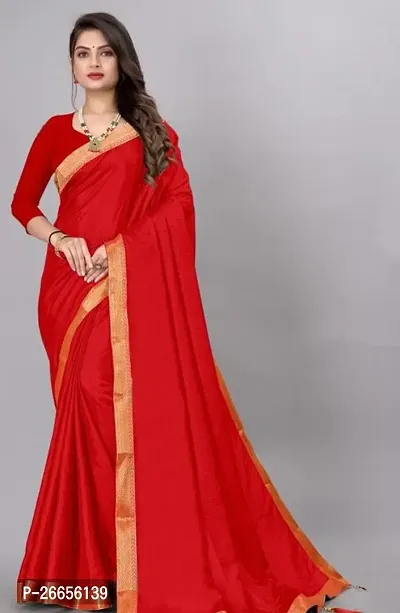 Beautiful Red Silk Blend Saree For Women