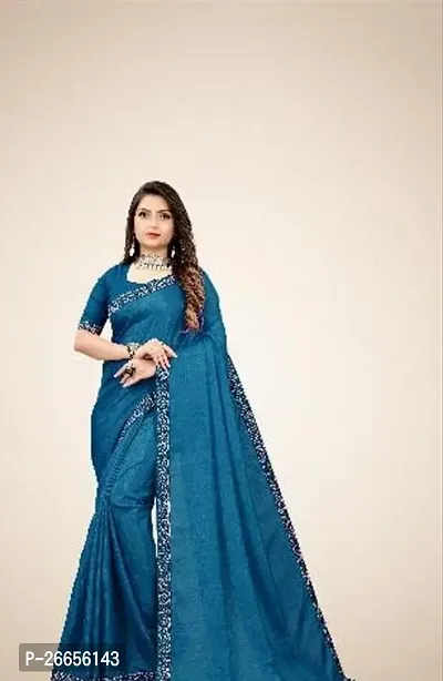 Beautiful Blue Art Silk Saree For Women
