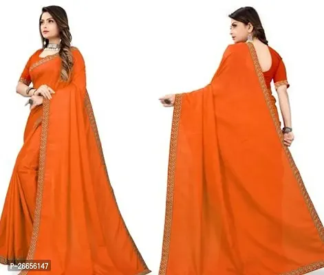 Beautiful Orange Art Silk Saree For Women