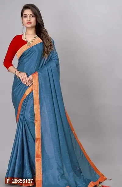 Beautiful Blue Silk Blend Saree For Women-thumb0