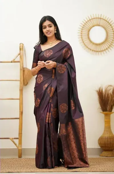 Women Stylish Art Silk Self Pattern Saree with Blouse piece