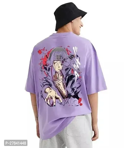 Classy Naruto Anime Graphic print Oversize Cotton Lavender T-Shirt For Men-thumb3