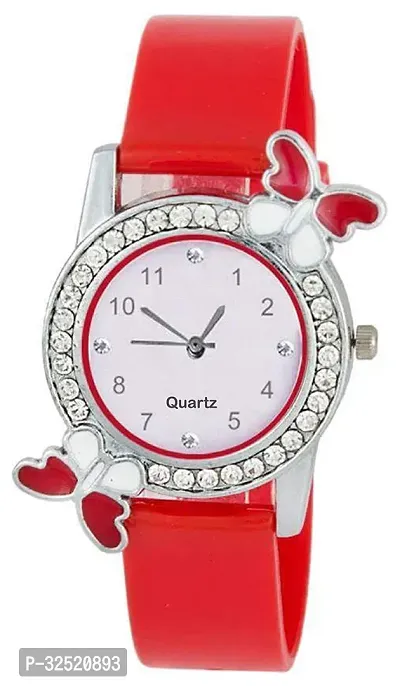 Stylish Red Rubber Analog Watches For Women And Girls-thumb0