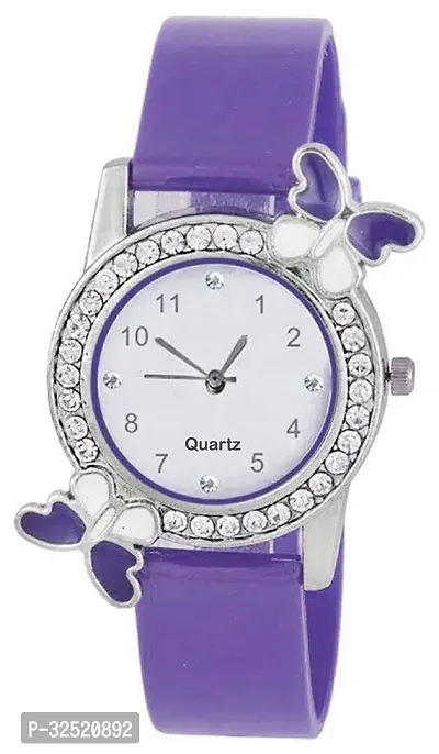 Stylish Purple Rubber Analog Watches For Women And Girls-thumb0