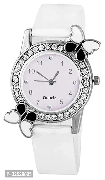 Stylish White Rubber Analog Watches For Women And Girls-thumb0