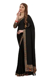 Beautiful Black Georgette Saree With Blouse Piece For Women-thumb1