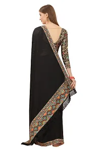 Beautiful Black Georgette Saree With Blouse Piece For Women-thumb2