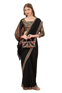 Beautiful Black Georgette Saree With Blouse Piece For Women-thumb3