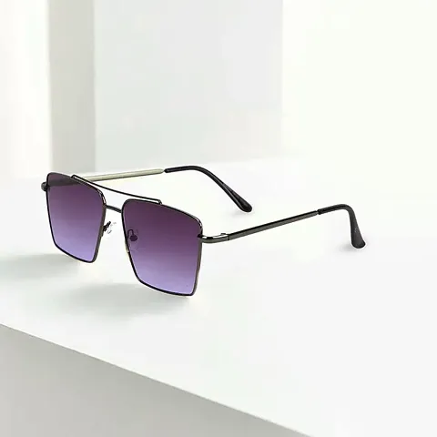 Rich Club Retro Rectangular Aviator Sunglasses Premium Glass Lens Flat Metal Sun Glasses Men Women
