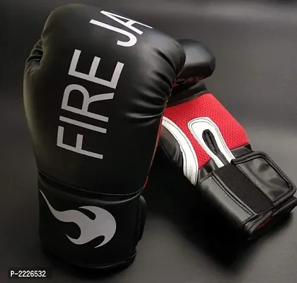 Fire Jab Pro Style Boxing Gloves For Men, 12 oz, Black And Red Color-thumb0