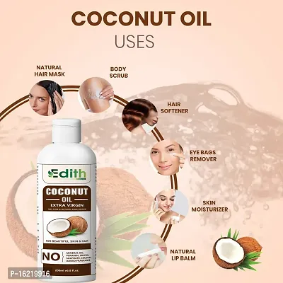 EDITH Coconut Hair Oil - 300 ml | For Strong, Thick  Shiny Hair | Clinically Tested to Reduce 50% Hairfall in 4 Weeks | Controls Dandruff | Prevents Dull  Damaged Hair | Good for Scalp Health | Enri-thumb4