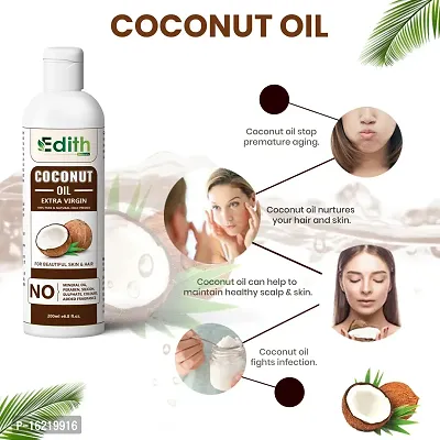EDITH Coconut Hair Oil - 300 ml | For Strong, Thick  Shiny Hair | Clinically Tested to Reduce 50% Hairfall in 4 Weeks | Controls Dandruff | Prevents Dull  Damaged Hair | Good for Scalp Health | Enri-thumb2