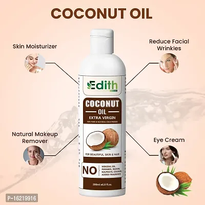 EDITH Coconut Hair Oil - 300 ml | For Strong, Thick  Shiny Hair | Clinically Tested to Reduce 50% Hairfall in 4 Weeks | Controls Dandruff | Prevents Dull  Damaged Hair | Good for Scalp Health | Enri-thumb3
