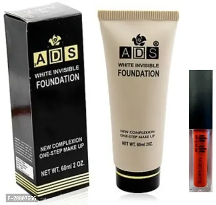 Amazing ADS Foundation with MM Lipstick Red for Women