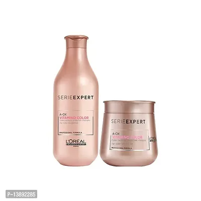 L'Oreacute;al Professionnel Vitamino Color Shampoo 250ml  Hair Mask 300gm Combo with Resveratrol for Color-treated Hair, Serie Expert (Pack of 2)-thumb0