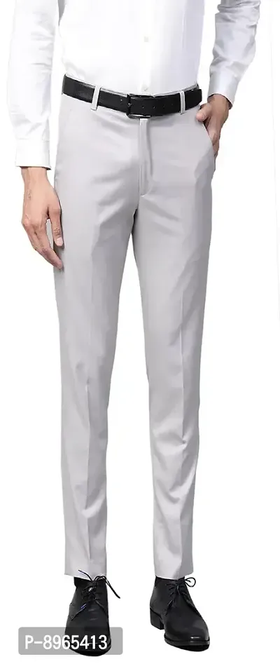 Sojanya (Since 1958) Men's Cotton Blend Beige Woven Design Formal Trousers