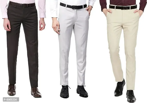 Buy Arrow Men Grey Smart Fit Autoflex Regular Fit Solid Formal Trousers -  Trousers for Men 2154693 | Myntra
