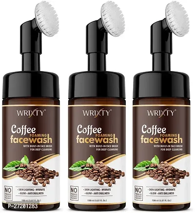 Coffee Foaming Face Wash For Skin Brightening, Acne And Oil Control Face Wash With Built In Brush. Pack Of 3