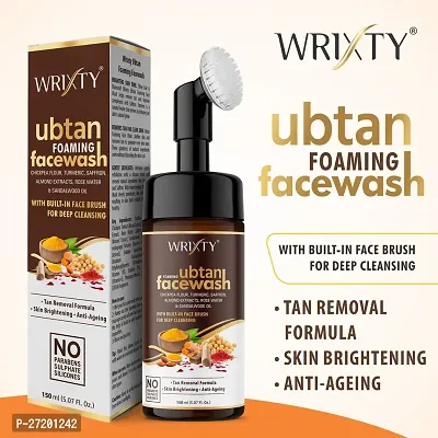 Ubtan Foaming Face Wash With Brush With Sandal Wood Oil ,Turmeric And Saffron For Skin Brightening ,Tan Removal ,Deep Cleansing .-thumb2