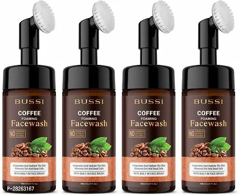 Coffee Brightening Foaming Face Wash With Silicon Face Massage Brush-150 ml Each, Pack Of 4