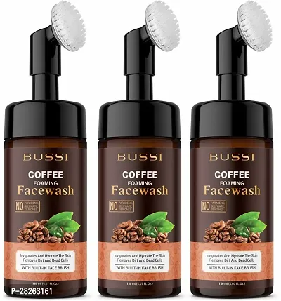 Coffee Brightening Foaming Face Wash With Silicon Face Massage Brush-150 ml Each, Pack Of 3-thumb0