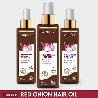 Red Onion Hair Oil Free From Silicon And Mineral-200 Ml Each, Pack Of 3