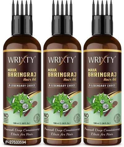 Maha Bhringraj Hair Oil For Intense Hair Treatment Promotes Hair Growth Treats Dandruff And Dry Scalp Slows Down Hair Greying And Nourishment To The Hair-100 Ml Each, Pack Of 3-thumb0