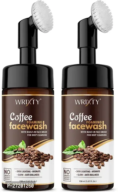 Coffee Foaming Face Wash For Skin Brightening, Acne And Oil Control Face Wash With Built In Brush. Pack Of 2