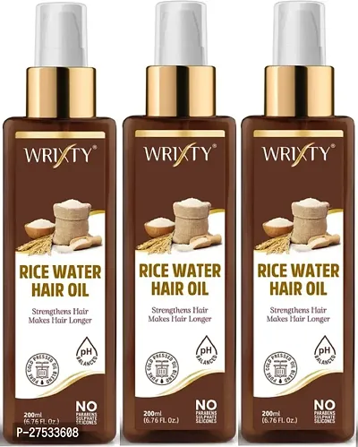 Rice Water Hair Oil Restores Hair Vitality Protects Hair From Uv Exposure-200 Ml Each, Pack Of 3