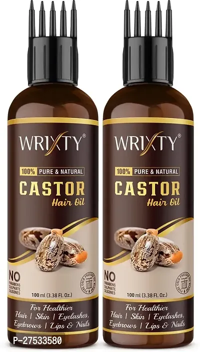 Premium Cold Pressed Pure Castor Oil To Support Hair Growth Conditioning Hair Thickening Lustre And Shine Anti-Hair -100 Ml Each, Pack Of 2-thumb0