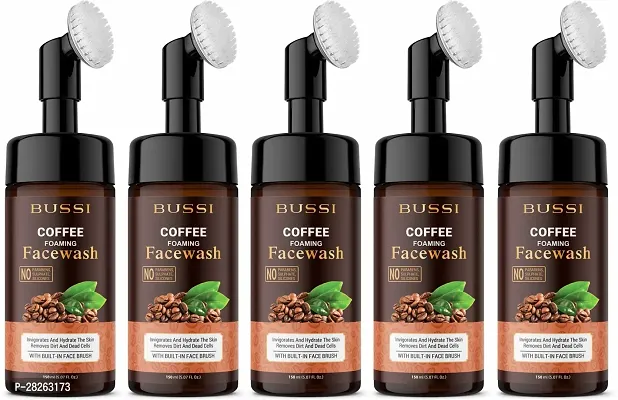 Coffee Brightening Foaming Face Wash With Silicon Face Massage Brush-150 ml Each, Pack Of 5