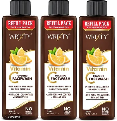 Vitamin C Foaming Facewash For All Skin Types With Built-In Brushand Refill Pack Pack Of 3-thumb0