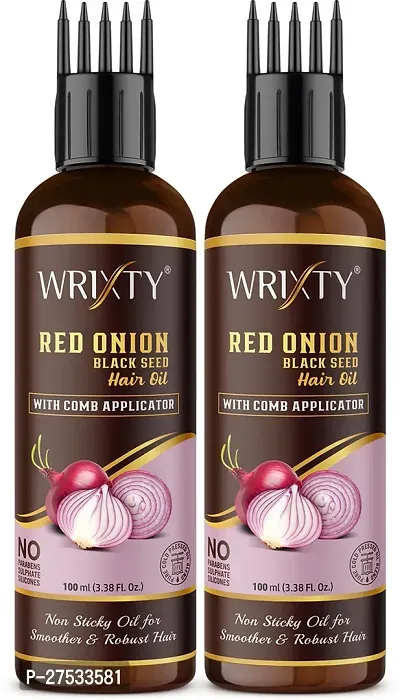 Red Onion Hair Oil For Hair Growth Anti-Hair Fall Anti-Dandruff All Natural Ingredients Suitable With Comb Applicator-100 Ml Each, Pack Of 2-thumb0