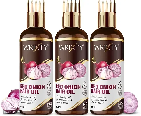 Red Onion Hair Oil For Hair Growth And Hair Fall Control-60 Ml Each, Pack Of 3-thumb0