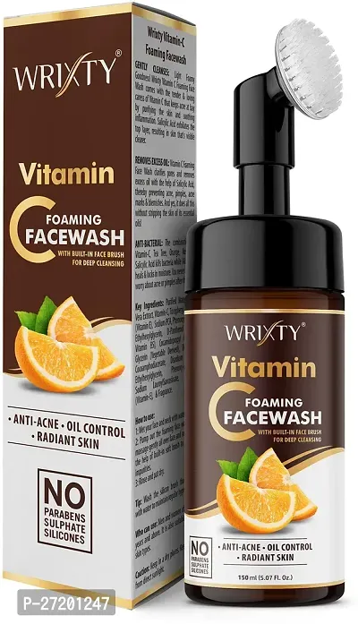 Brightening Vitamin C Foaming Face Wash With Built-In Face Cleanser Brush For Deep Cleansing, Bright Beauty Spot-Less Glow-thumb0