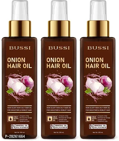 Bussi Onion Hair Oil- 200 ml Each, Pack Of 3-thumb0