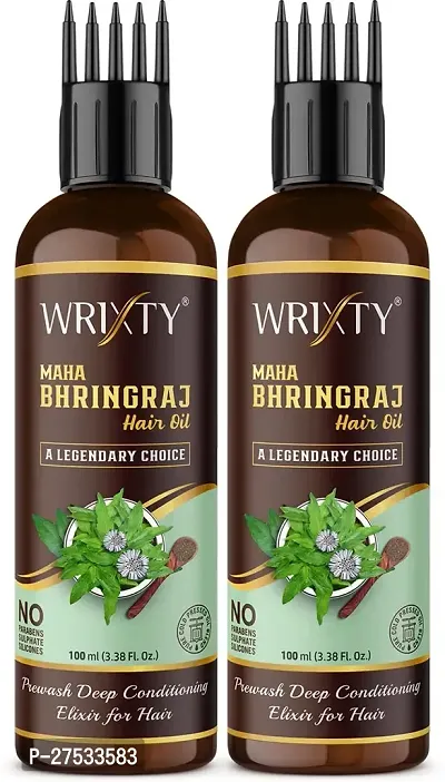 Maha Bhringraj Hair Oil For Intense Hair Treatment Promotes Hair Growth Treats Dandruff And Dry Scalp Slows Down Hair Greying And Nourishment To The Hair-100 Ml Each, Pack Of 2